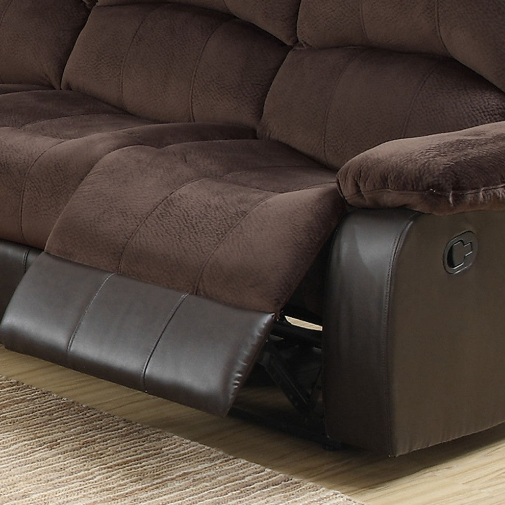 Padded Suede Upholstered Motion Sofa, Chocolate