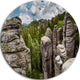 Beautiful Rocks In Bohemian Paradise, Landscape Disc Metal Artwork, 23"