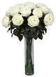 Fancy Rose Silk Flower Arrangement, White