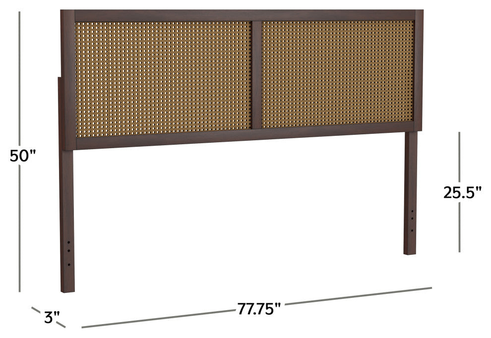 Hillsdale Serena Wood and Natural Cane Panel King Headboard