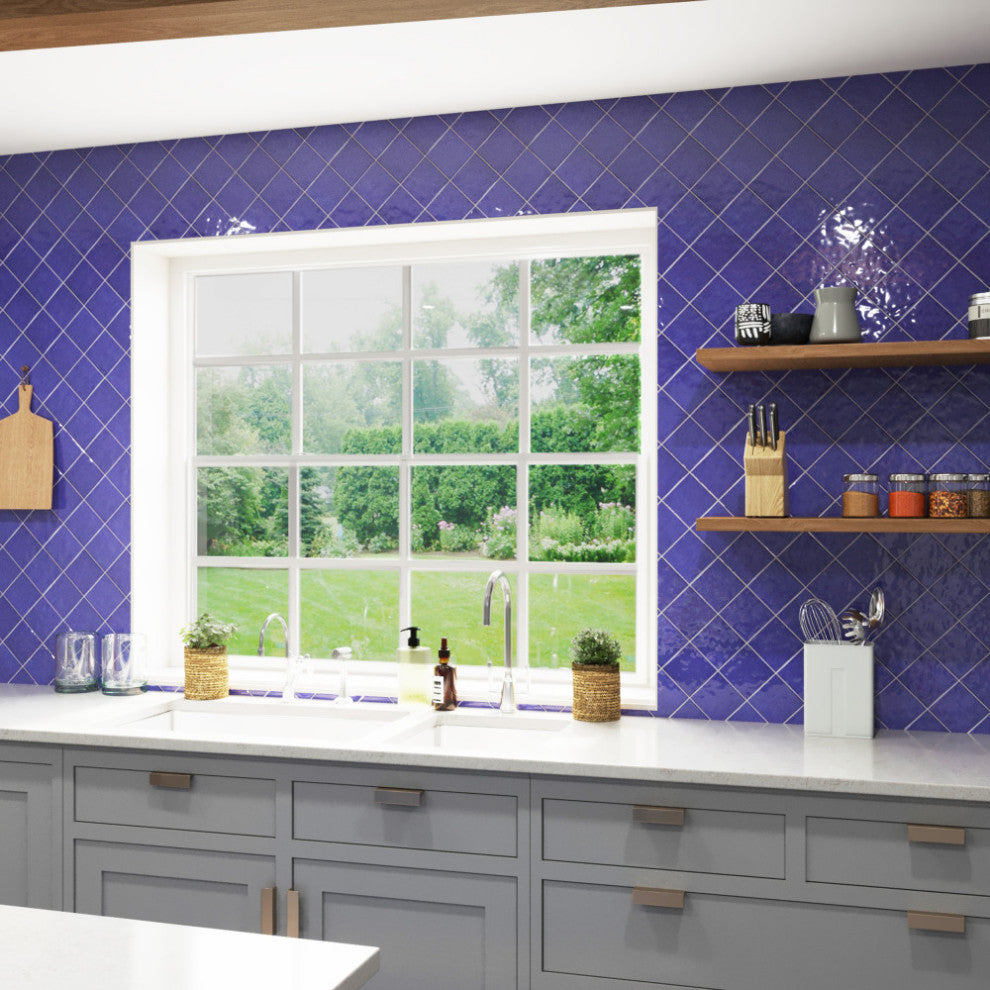 Viva Antic Verde Ceramic Wall Tile, Azul