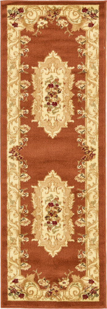 Unique Loom Brick Red Leon Versailles 2' 2 x 6' 0 Runner Rug