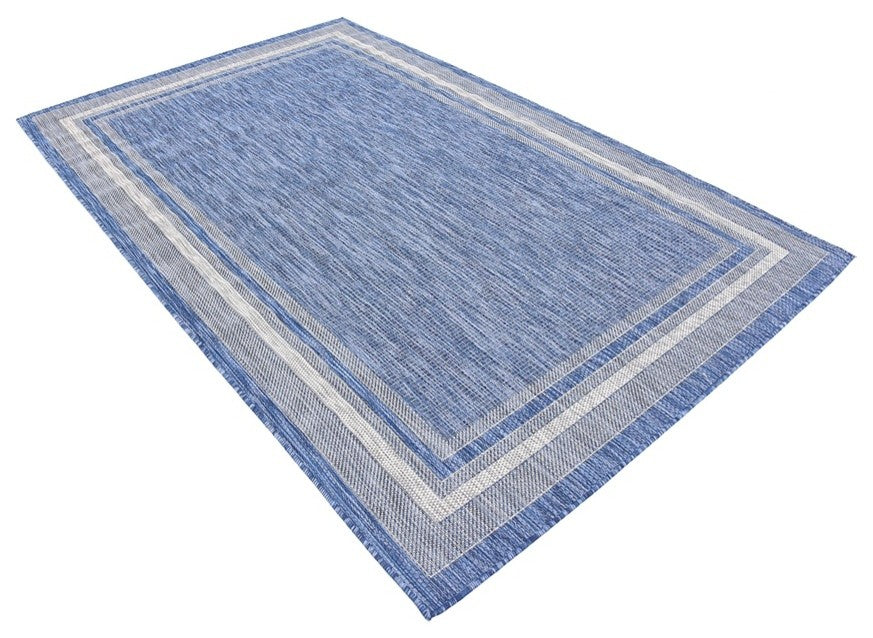 Unique Loom Blue Soft Border Outdoor 5' 0 x 8' 0 Area Rug