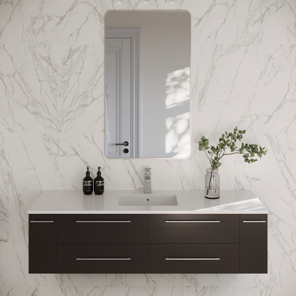 Lucera Wall Mount Undermount Sink Bathroom Cabinet, Espresso, 60"