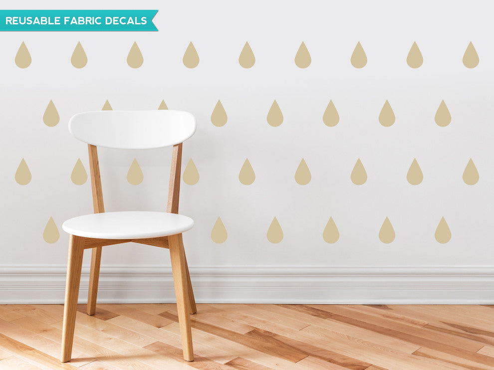 Raindrop Fabric Wall Decals, Set of 40, Beige