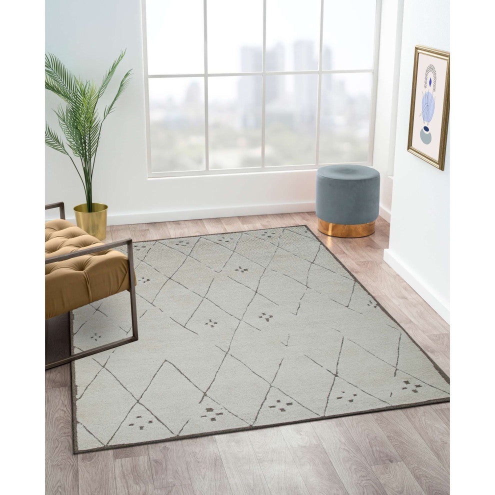 Adab Moroccan Lines Area Rug, Brown, 5'x8'