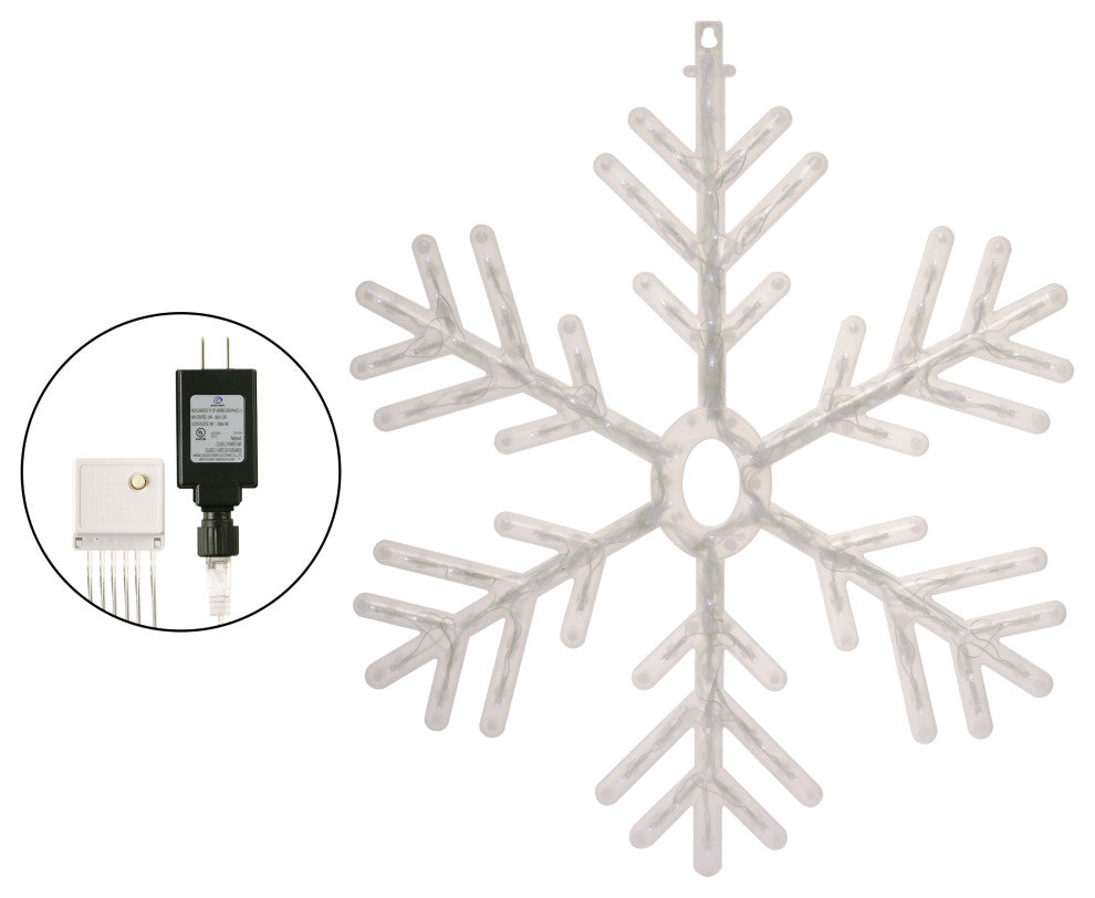 24"H Indoor/Outdoor Hanging Snowflake Decoration with LED Lights