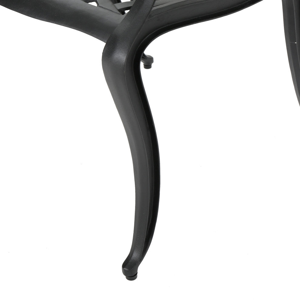 GDF Studio Marietta Outdoor 7-Piece Cast Aluminum Black Sand Dining Set