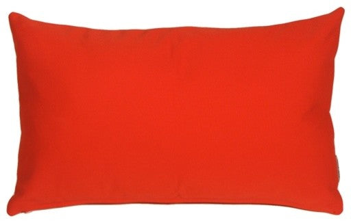 Pillow Decor - Sunbrella Solid Color Outdoor Pillow, Logo Red, 12" X 20"