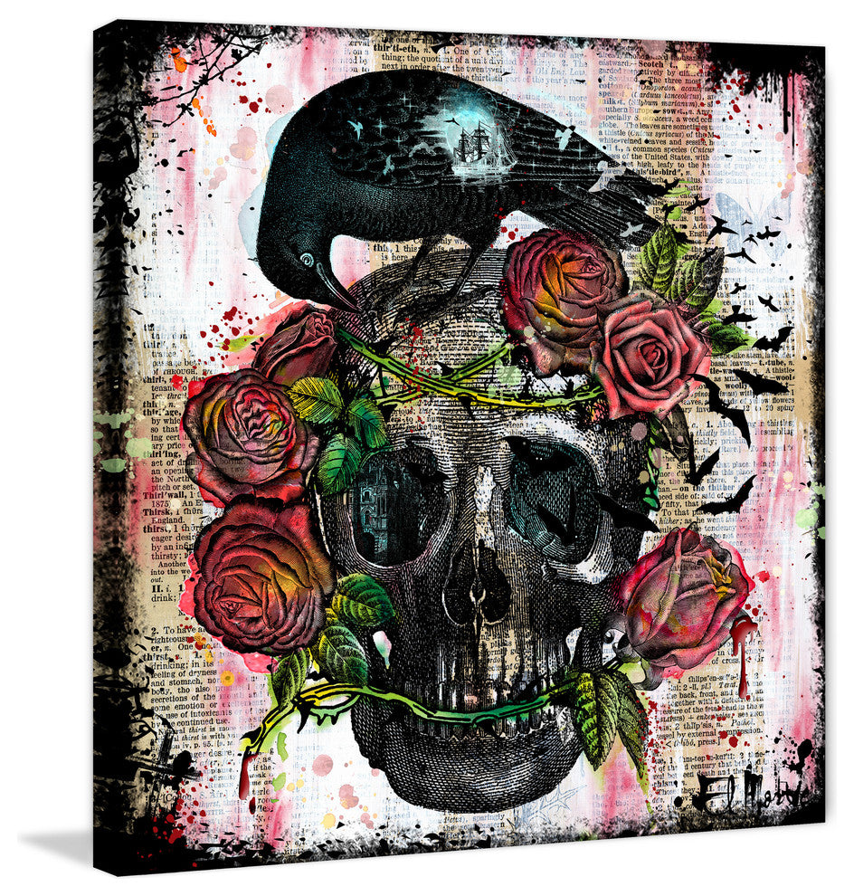 Marmont Hill, "Skull Roses" by Vicki Butler Painting Print, Wrapped Canvas