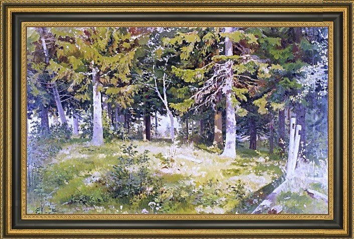 Ivan Ivanovich Shishkin Glade in a Forest Framed Premium Canvas Print, 18"x27"