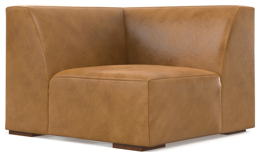 Rex Right Corner Sectional Modular Sofa with Ottoman in Genuine Leather