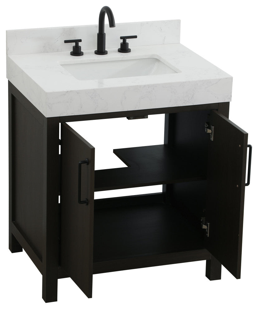 Home Living 30" Single Bathroom Vanity, Mocha Brown With Backsplash