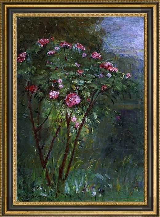 Gustave Caillebotte Rose Bush in Flower Framed Premium Canvas Print, 16"x24"