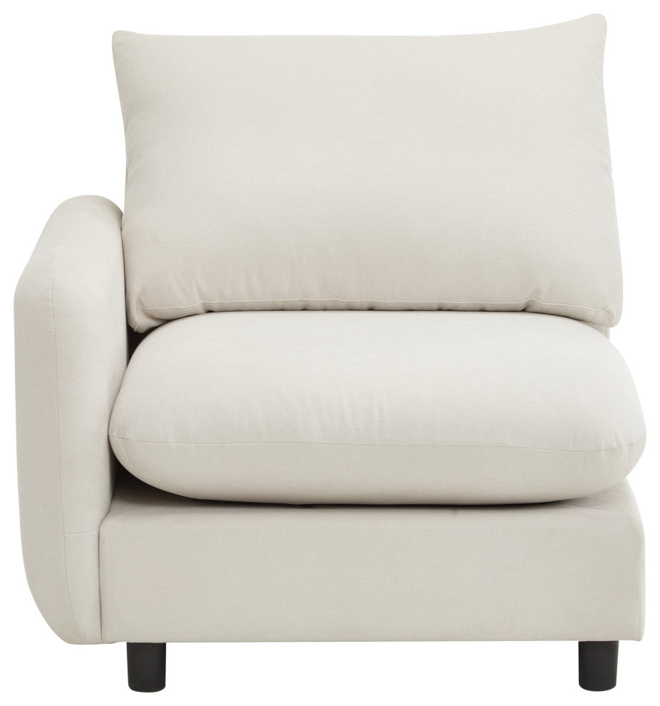 GDF Studio Upholstered Modular Sectional Sofa Set, White Sand, 2 Seater With Ottoman