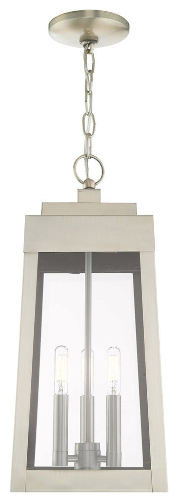 Transitional Outdoor Pendant Lantern, Brushed Nickel