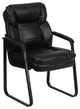 Black Leather Executive Side Chair with Sled Base