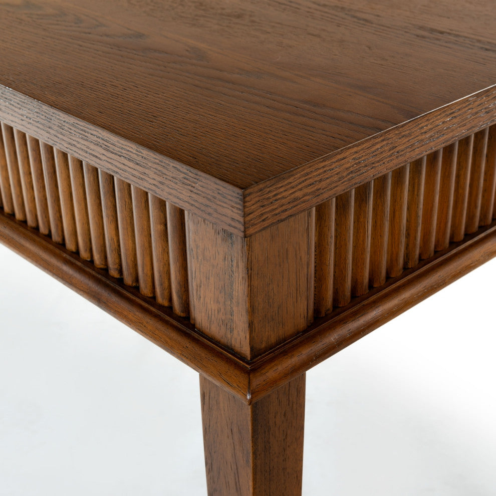 Safavieh Couture Shelbie 1 Drawer Reeded Desk, Medium Oak/Black