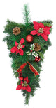 Unlit Decorated Teardrop, Red Poinsettias 66 Tips, 24"