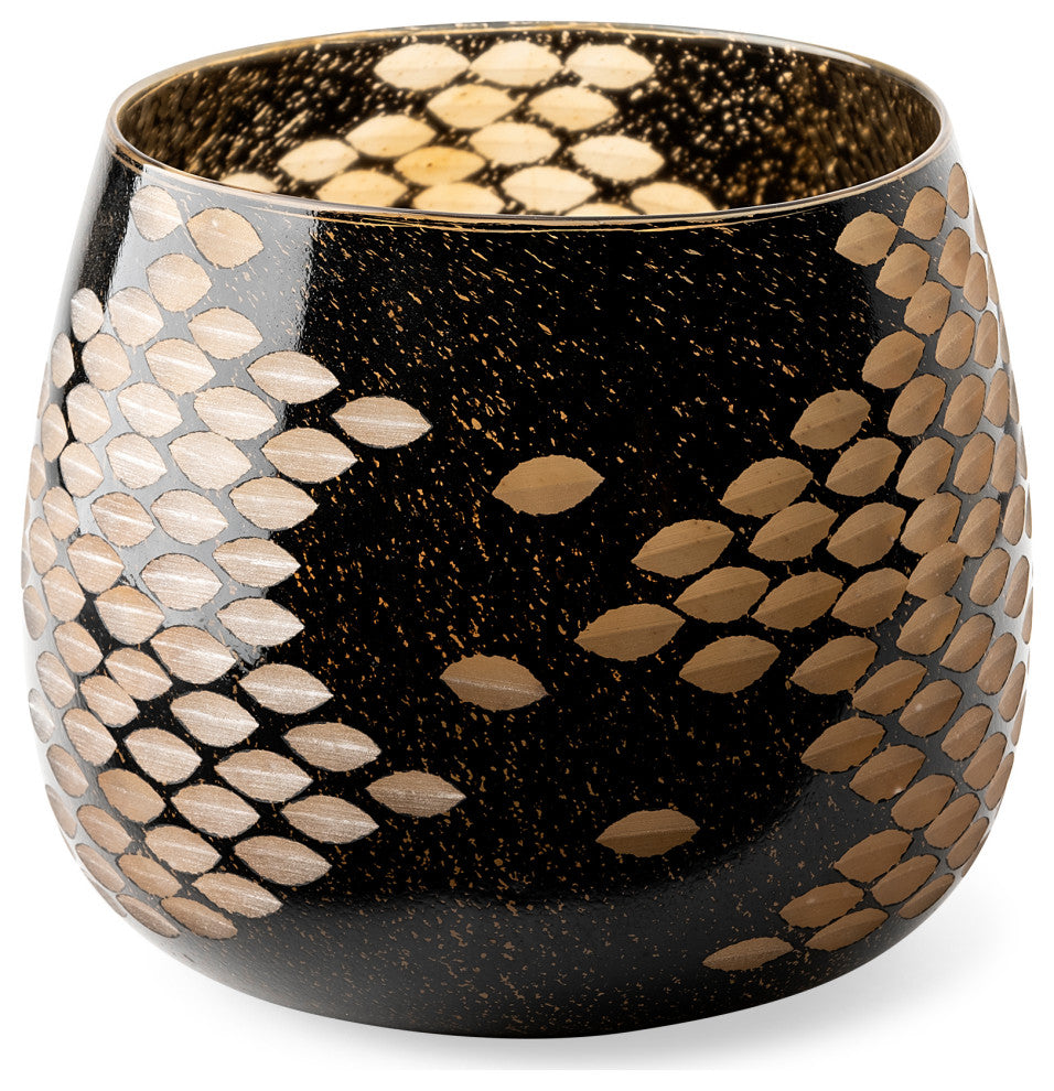 Mojave Large Black and Gold Detail Glass Vase