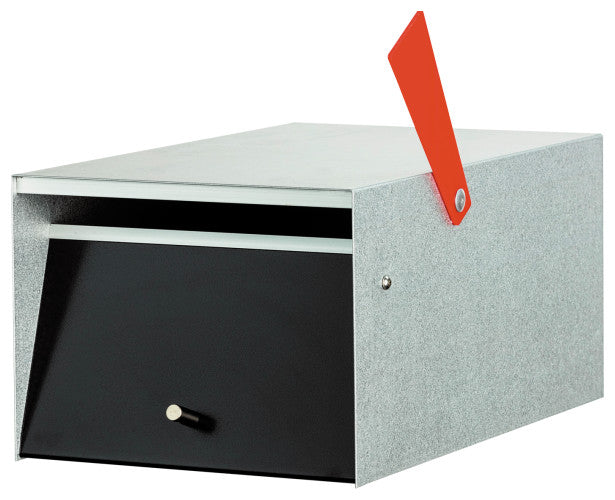 Rural Stainless Steel (Casing) Mailbox (No Lock w/Flag), Black