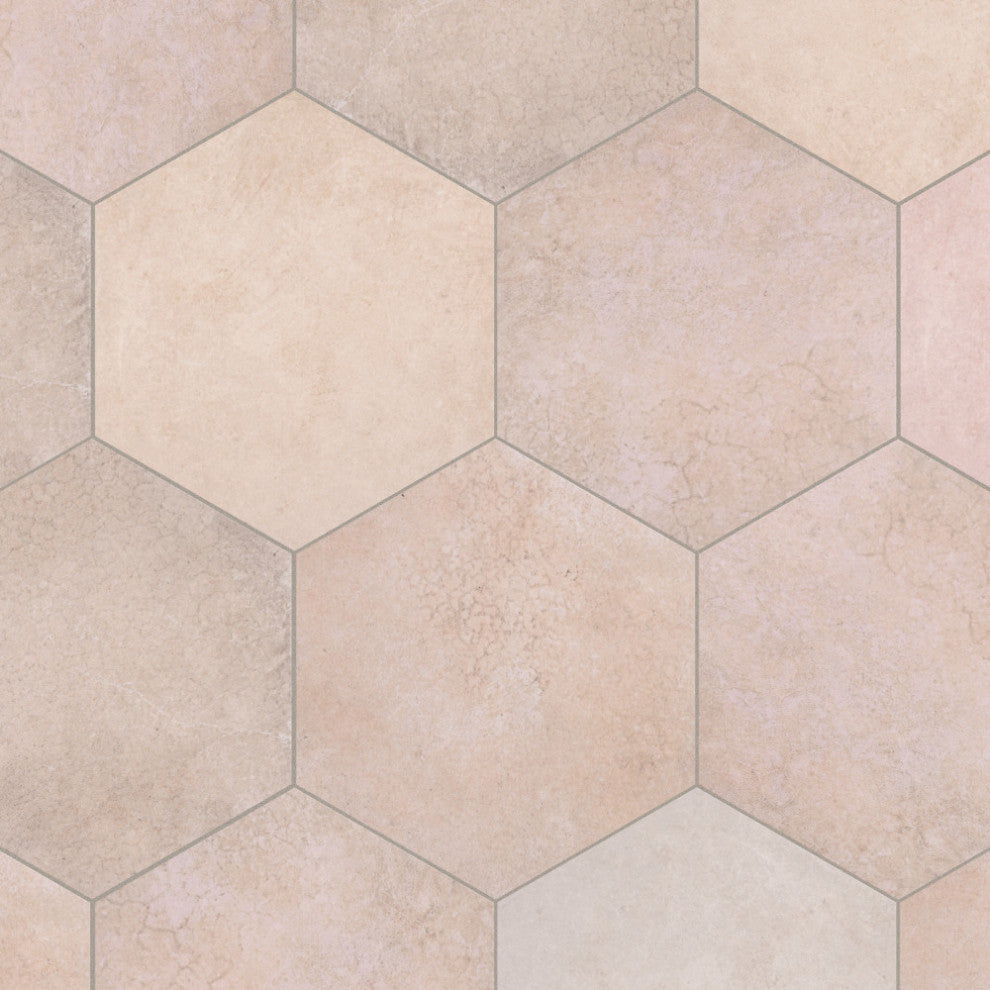 Heritage Hex Rose Porcelain Floor and Wall Tile