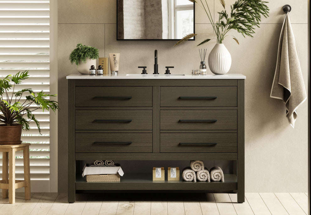 Home Living 48" Single Bathroom Vanity, Mocha Brown