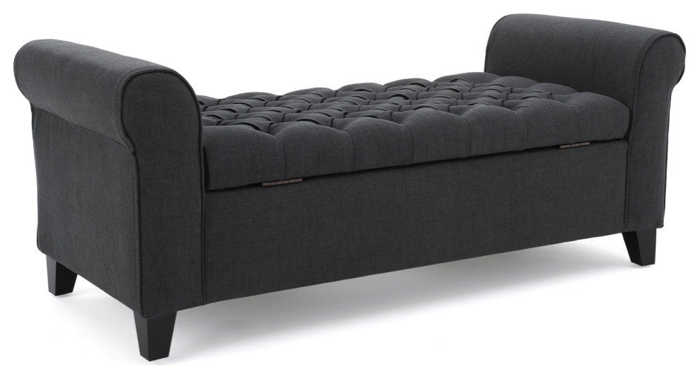 GDF Studio Keiko Contemporary Rolled Arm Fabric Storage Ottoman Bench