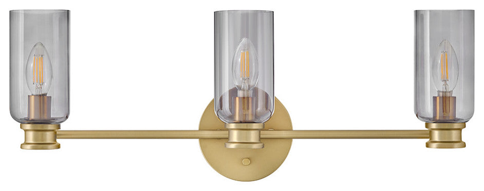 Lark Naomi Medium Three Light Vanity, Lacquered Brass