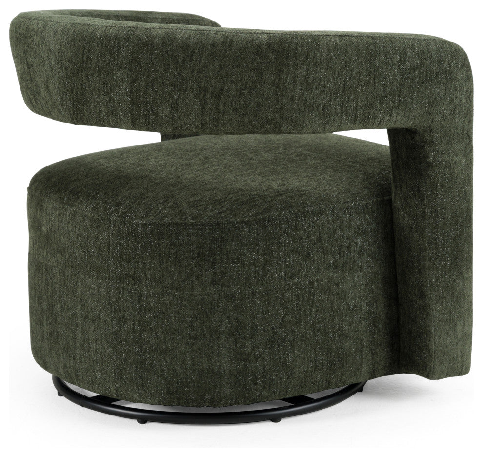 Modrest Ryan Modern Olive Green Fabric Swivel Accent Chair