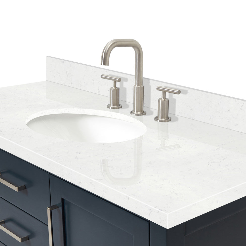 Ariel Bayhill 48" Single Oval Sink Bathroom Vanity, Carrara Quartz