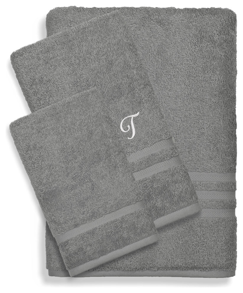 Denzi 3-Peice Towel Set Monogrammed Letter, T