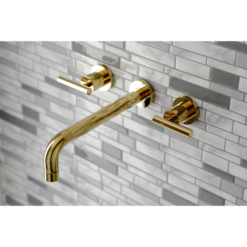 KS8022CML Two-Handle Wall Mount Tub Faucet, Polished Brass