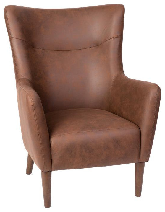 Connor Traditional Wingback Accent Chair, Dark Brown