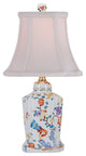 Chinese Floral Scalloped Porcelain Jar Table Lamp 14.5"