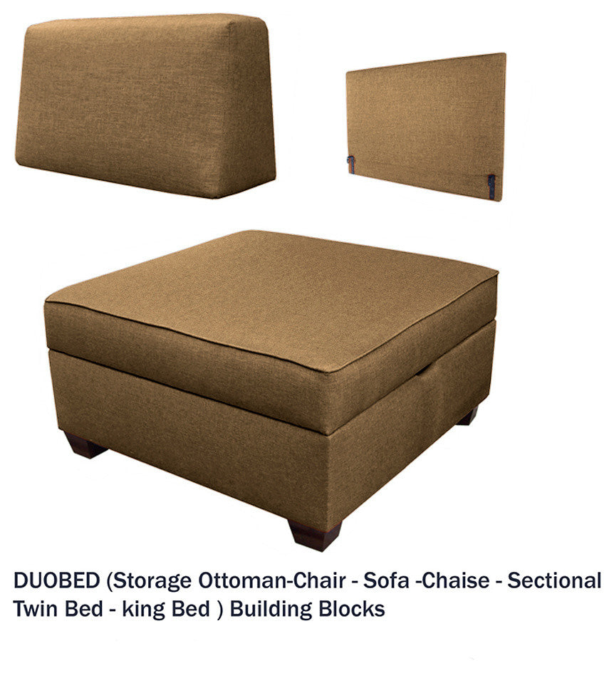 Duobed 24"x36" Storage Ottoman, Mocha