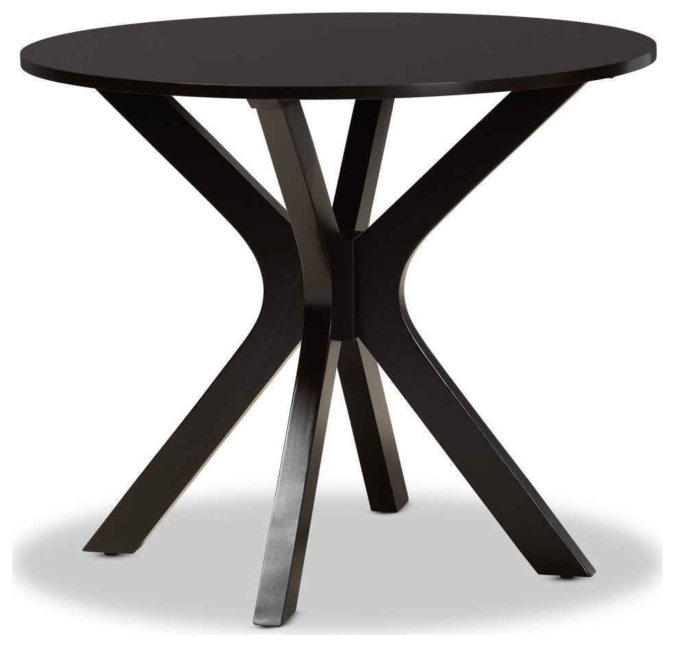 Cleo Modern Gray Fabric and Dark Brown Wood 5-Piece Dining Set