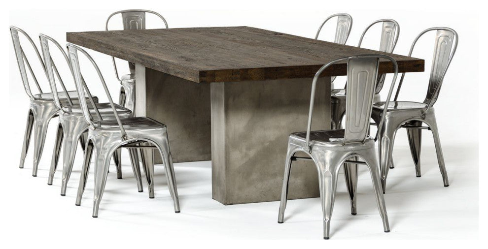 Modrest Renzo Modern Oak and Concrete Dining Table, Large