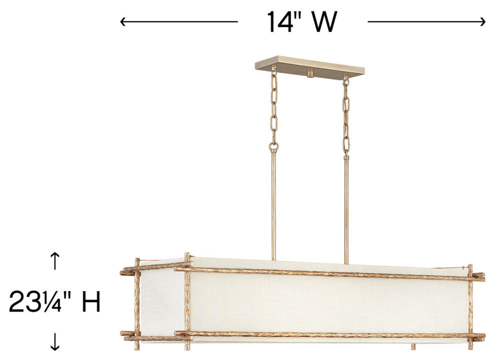 Hinkley Tress Medium Six Light Linear, Champagne Gold