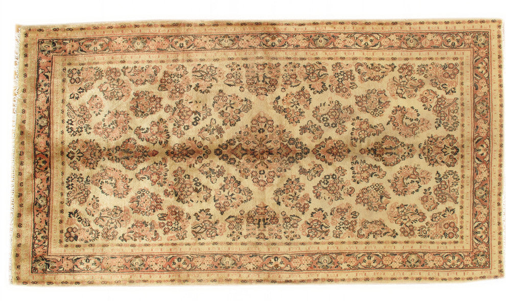 Vintage Sarouk Carpet Rug, 5'2"x9'7"