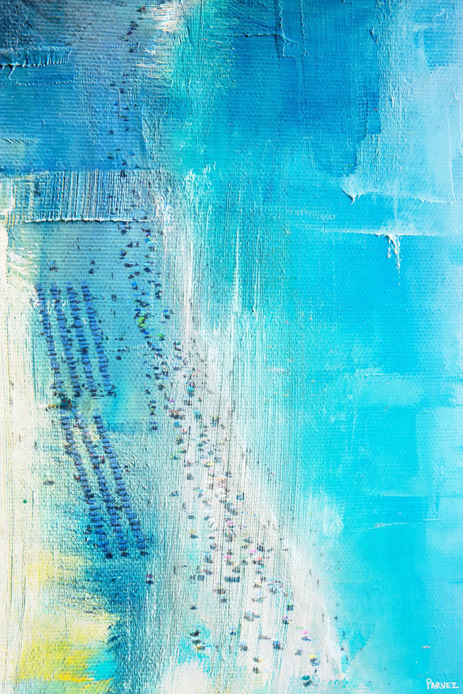 "Aqua Beach" Painting Print on Wrapped Canvas, 12"x18"