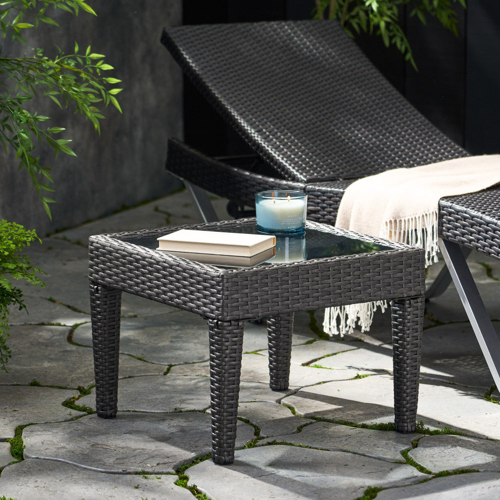 GDF Studio Jermaine Outdoor Gray Wicker Accent Table