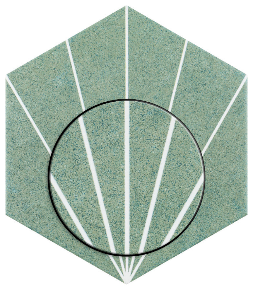 Aster Hex Encaustic Porcelain Floor and Wall Tile, Verde