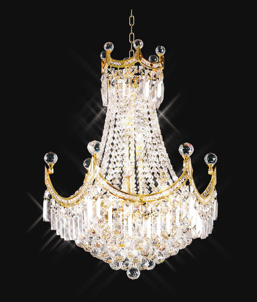 Artistry Lighting Corona Collection Hanging Crystal Chandelier 20x28, Gold