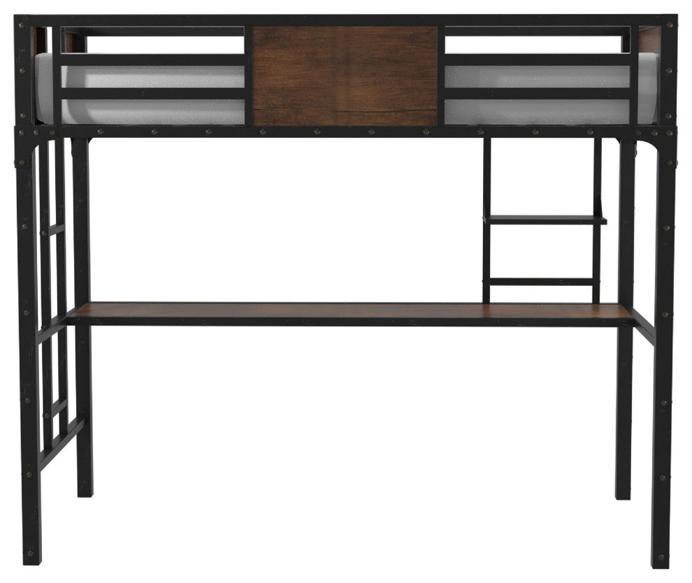 Furniture of America Baron Metal Twin over Workstation Bunk Bed in Black