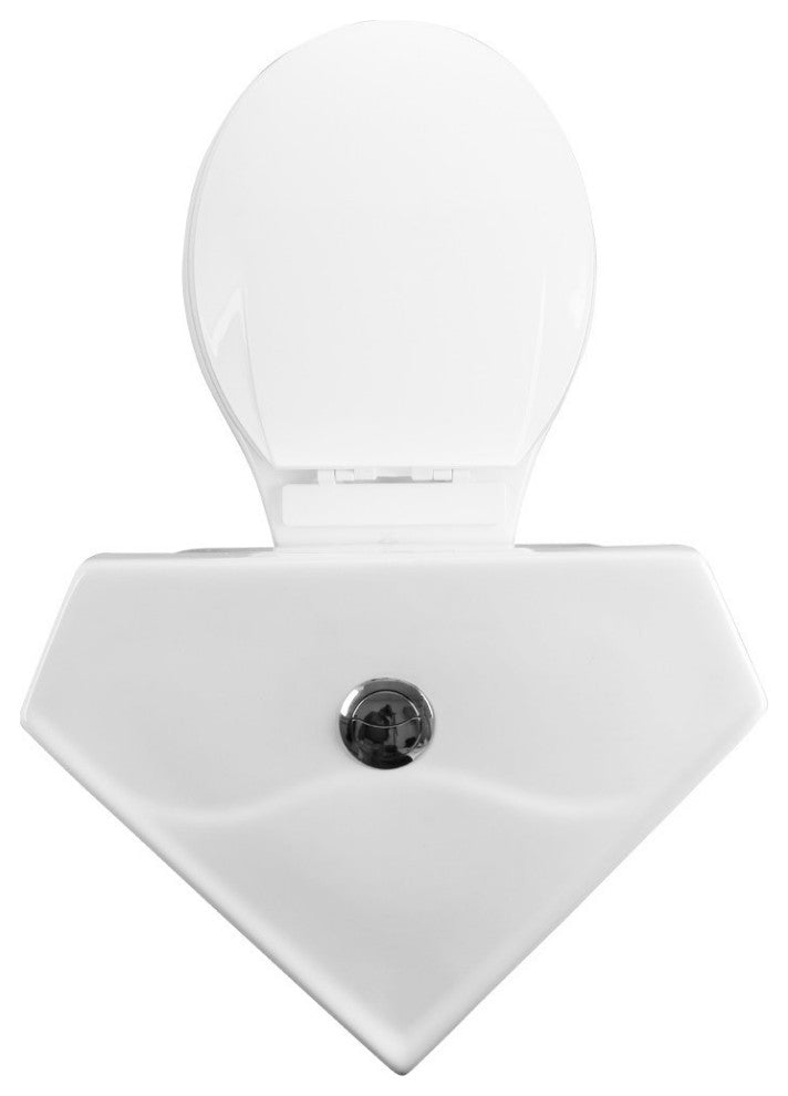 Troyt White Corner 2-Pc Round Toilet White WaterSense Dual Flush
