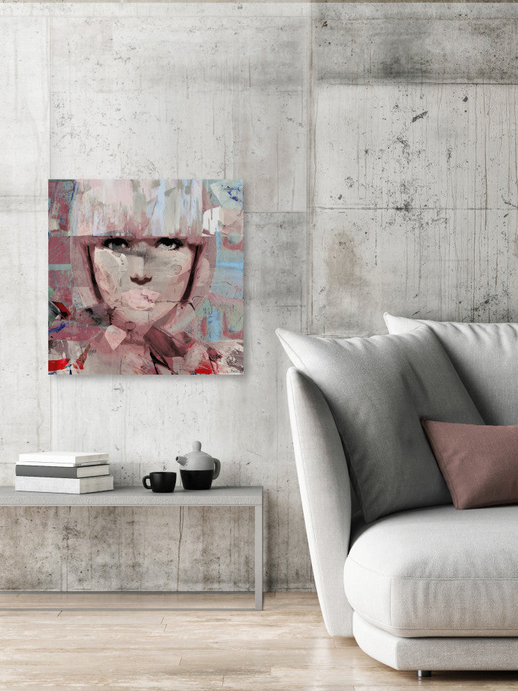 "Retro Style" Painting Print on Wrapped Canvas, 48"x48"