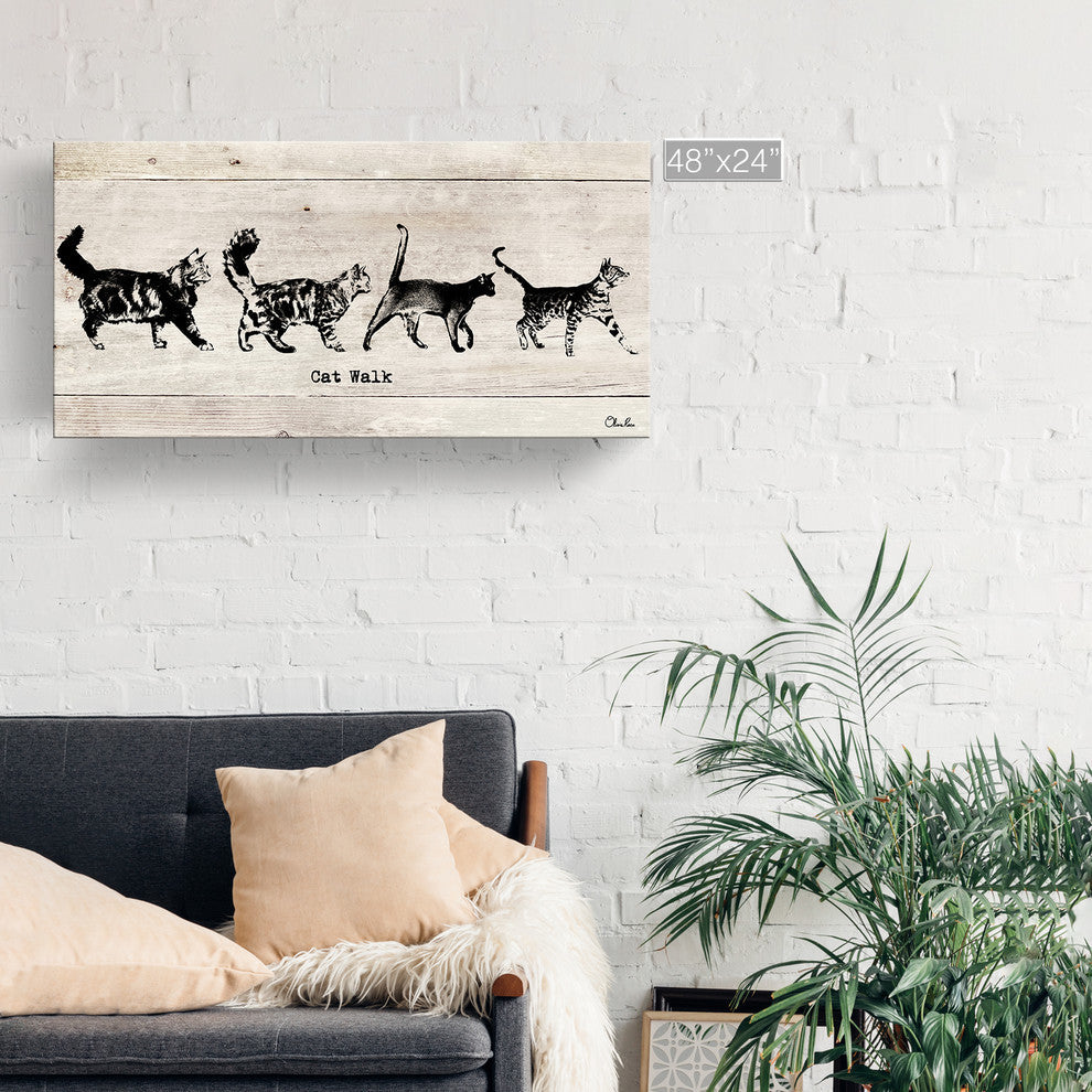 Ready2HangArt 'Cat Walk' Wrapped Canvas Pet Wall Art, 24"x48"