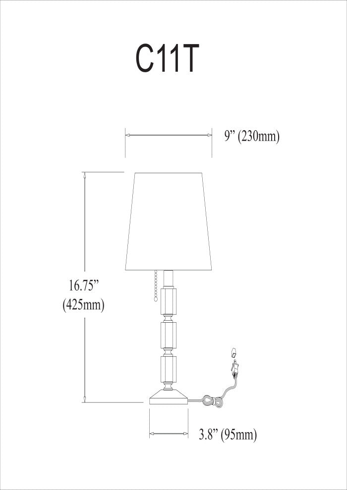 Vienna 1-Light Table Lamp With Crystal Column With White Shade