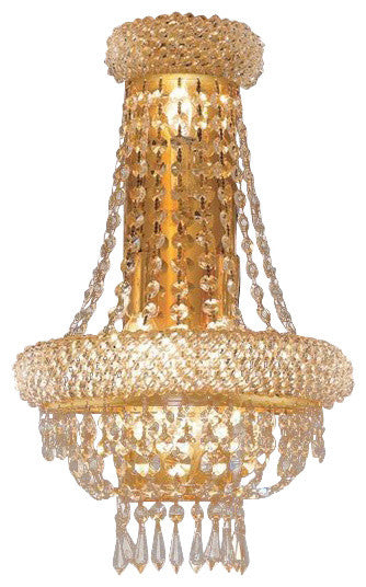 Elegant Primo Wall Sconce, Gold Finish With Royal Cut Crystal